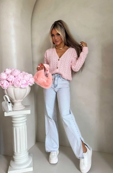 Sweter WOOD – jasny róż