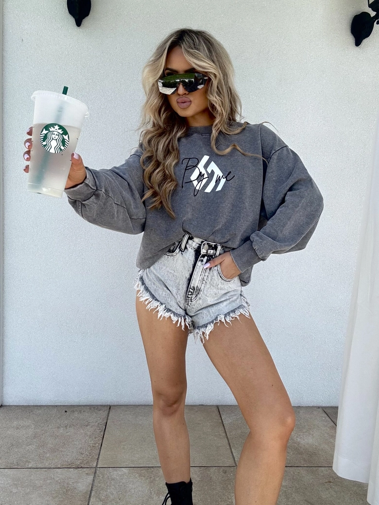 Dekatyzowana bluza MONETTE - szara