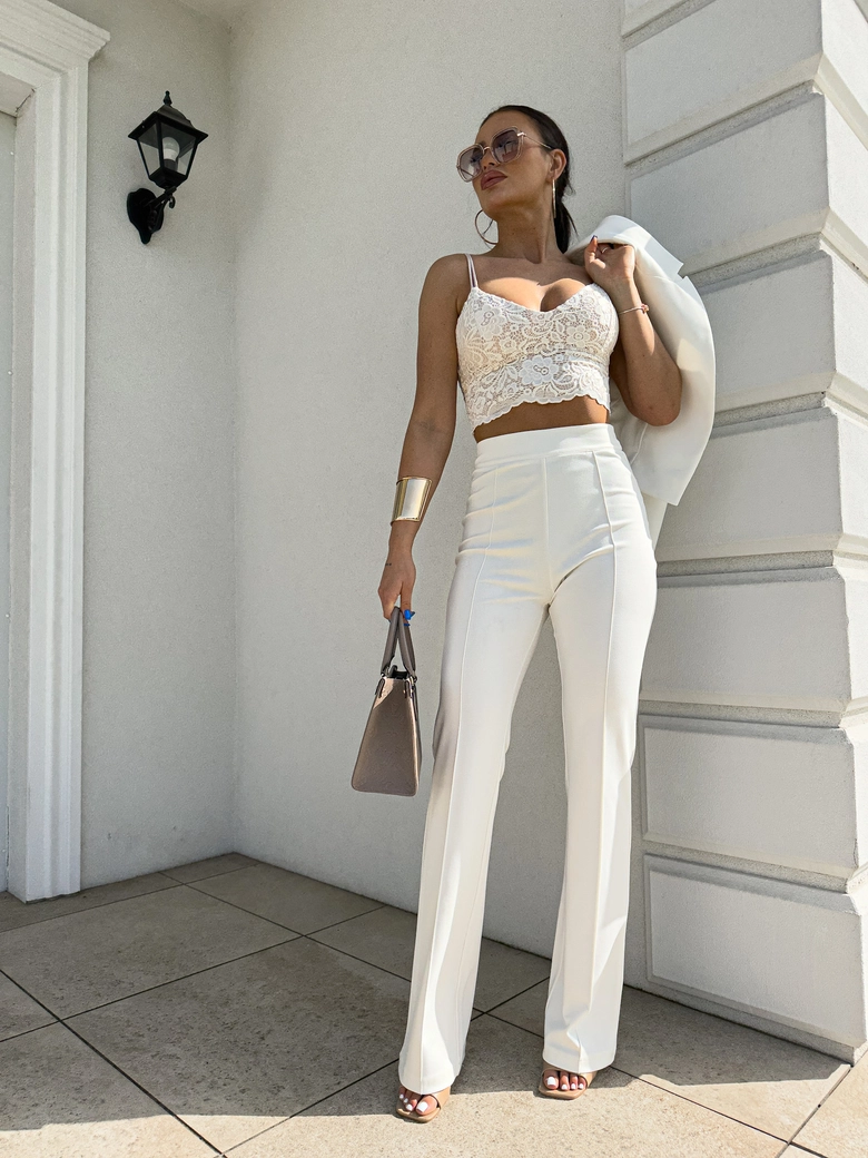 Spodnie DZWONY - ecru T16783