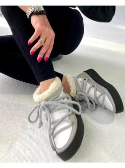 Śniegowce biało szare z wiązaniem I520