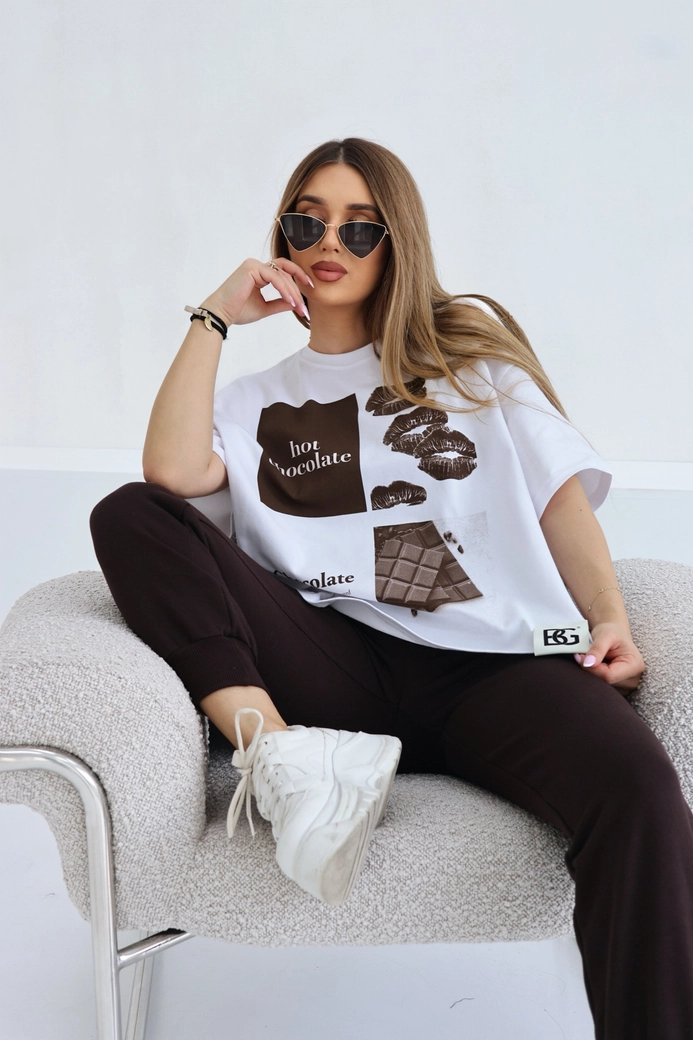 T-Shirt damski BG Choco | biały