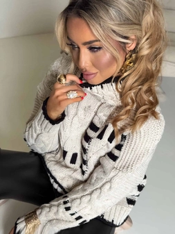 Sweter golf TRAIN – beżowo-czarny