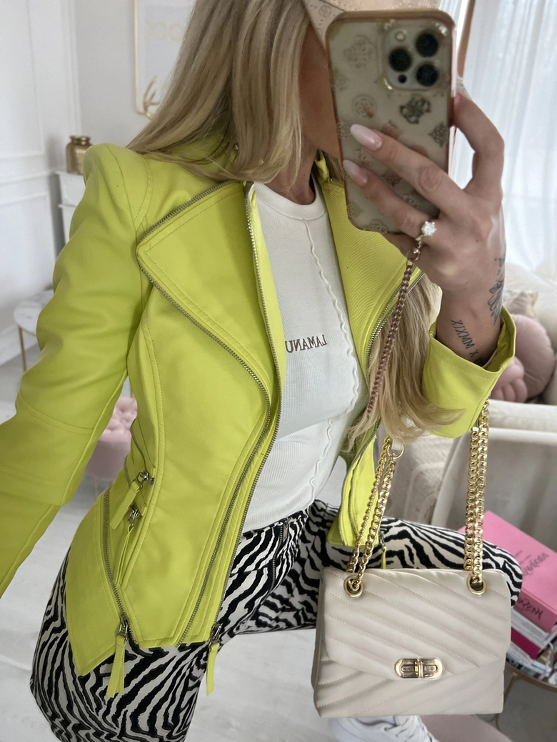 Ramoneska limonkowa z klapami P175