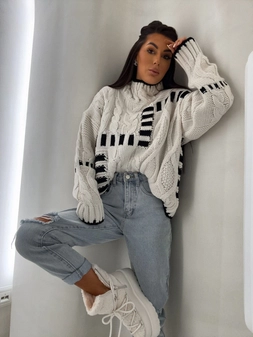 Sweter golf TRAIN – ecru