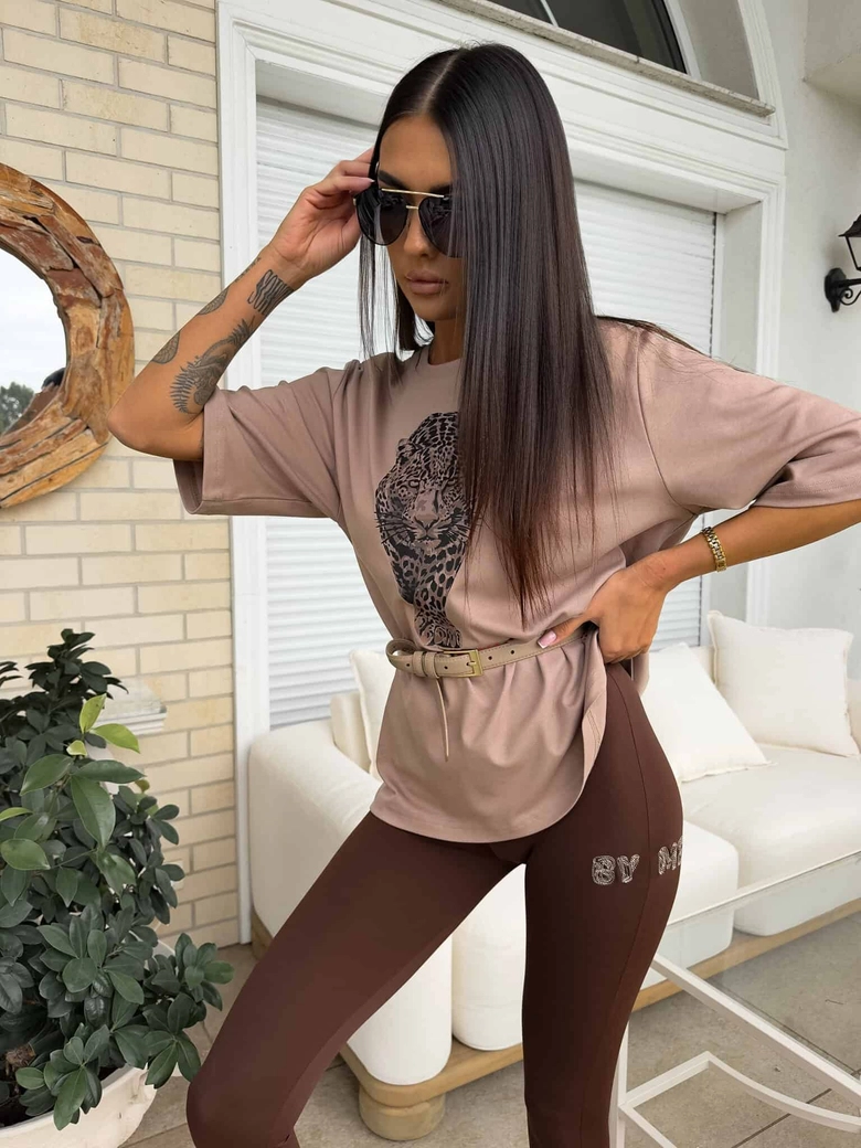 T-SHIRT MEDIUM TIGER - mokka