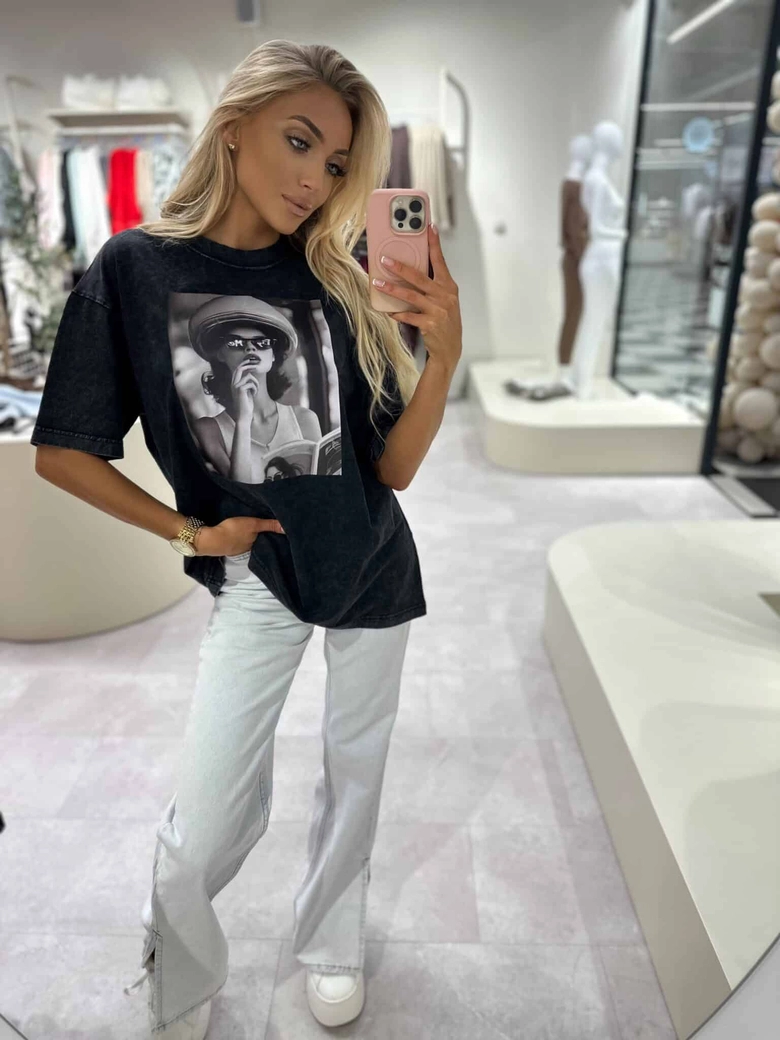 Dekatyzowany t-shirt IMAGE - czarny