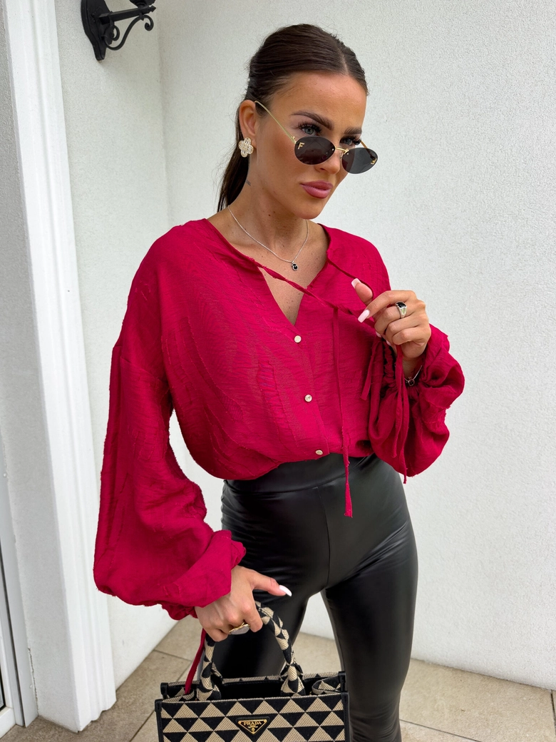 Bluzka BOHO wiskoza - czerwona