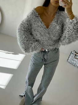 Bluzka KAIRA SHAGGY – szara