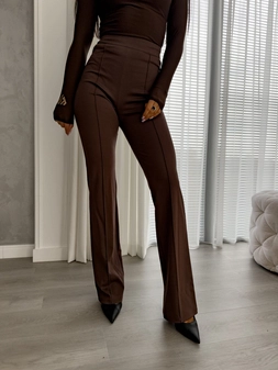 Spodnie DZWONY - czekoladowe T18569