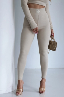 Legginsy damskie BG Taste | jasny beż
