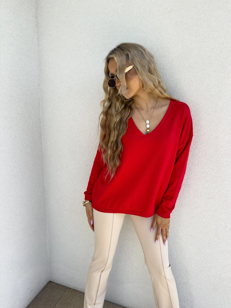 Sweter VOLCANO - czerwony E16888