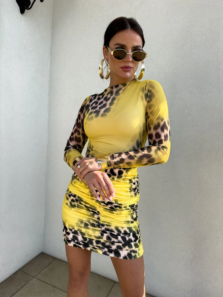 Spódnica MARSZCZONA print gepard – żółta