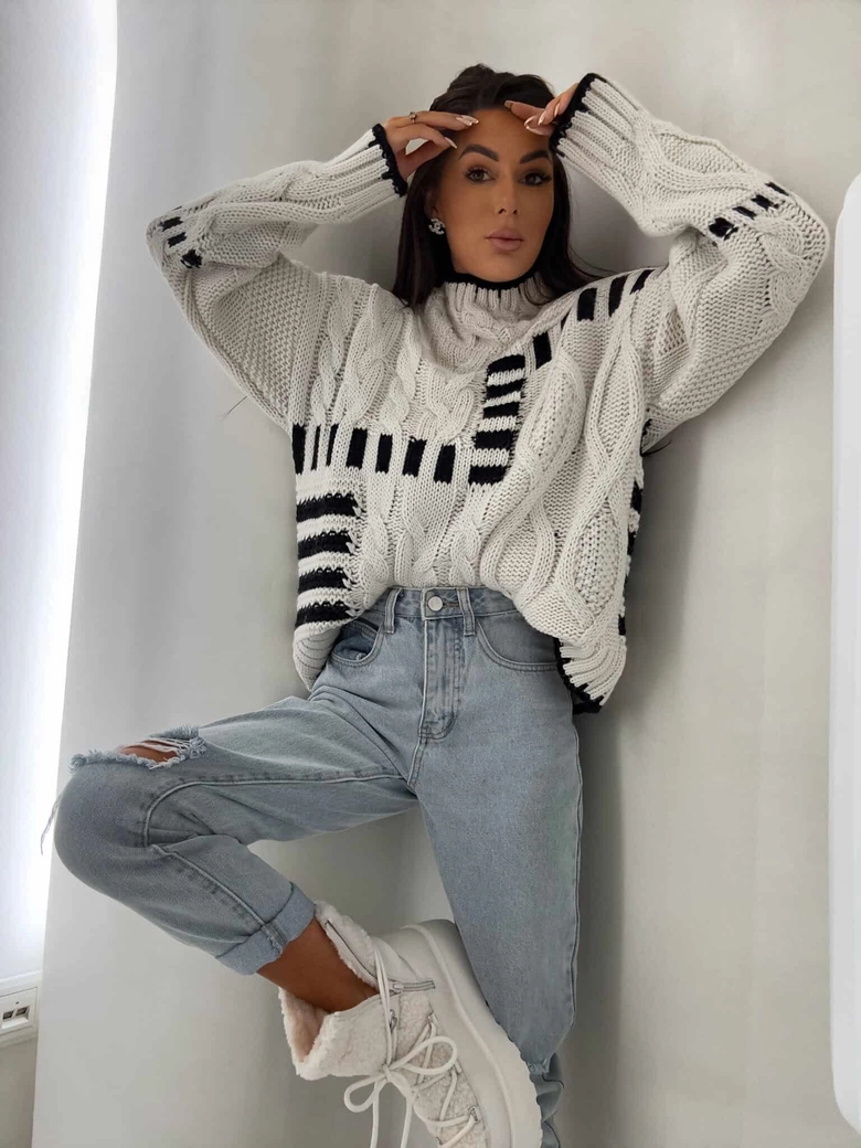 Sweter golf TRAIN – ecru