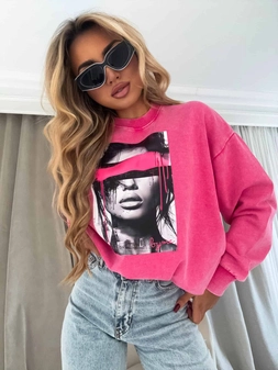 Dekatyzowana bluza LOCK - różowa