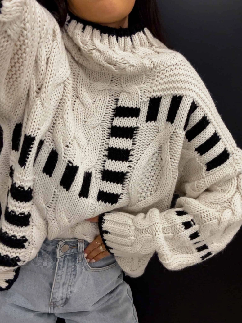 Sweter golf TRAIN – ecru