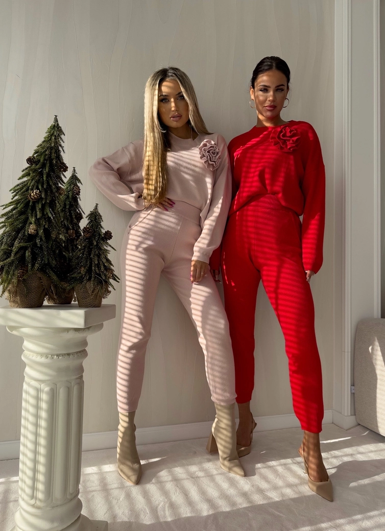 Komplet DELANI LONG – czerwony N19018