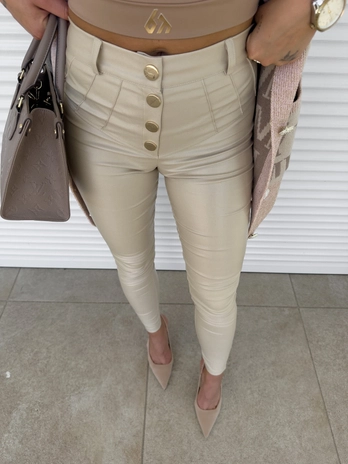 Spodnie woskowane KARL - beżowe