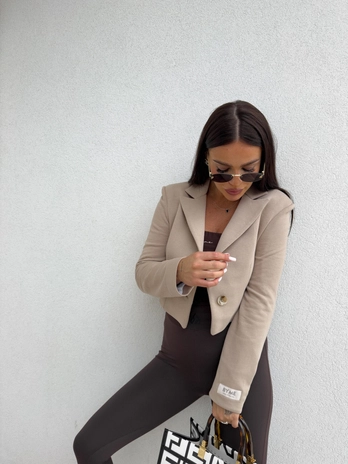 Marynarka dresowa SLIM - ciemny beż