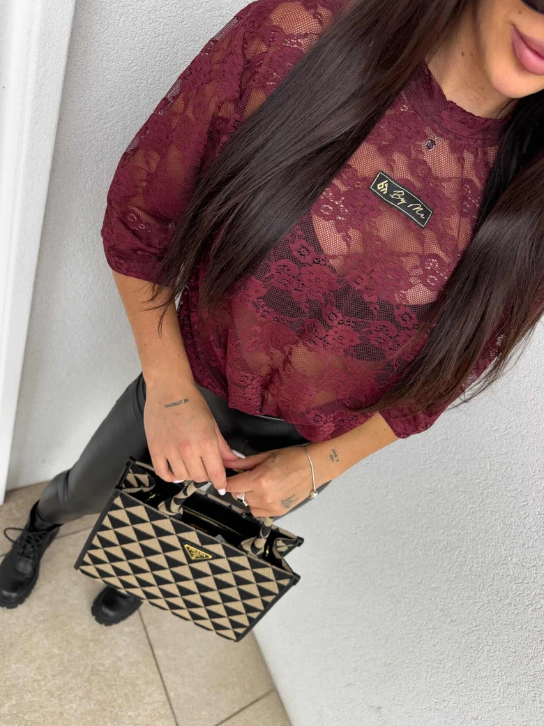 Bluzka MARMARIS II koronka new - bordowa