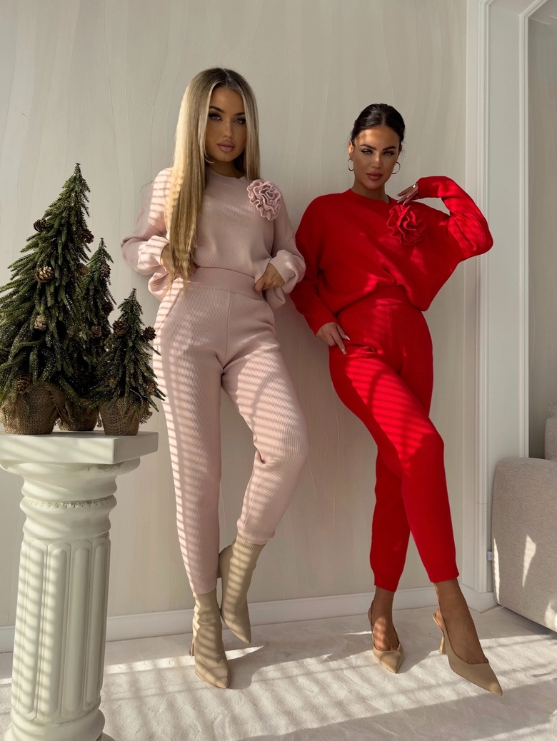 Komplet DELANI LONG – czerwony N19018