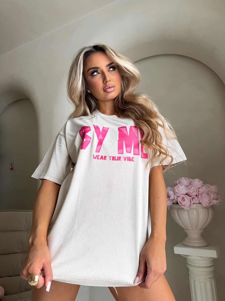 Dekatyzowany t-shirt BALEN - jasny beż