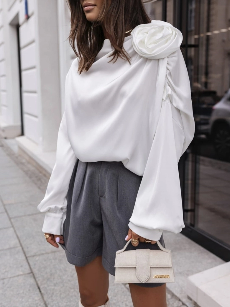 Bluzka z ozdobną aplikacją ecru Maravella C17084