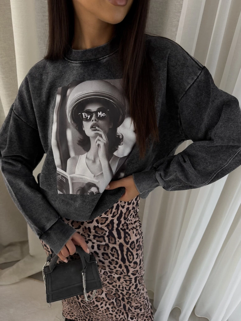 Dekatyzowana bluza IMAGE - czarna