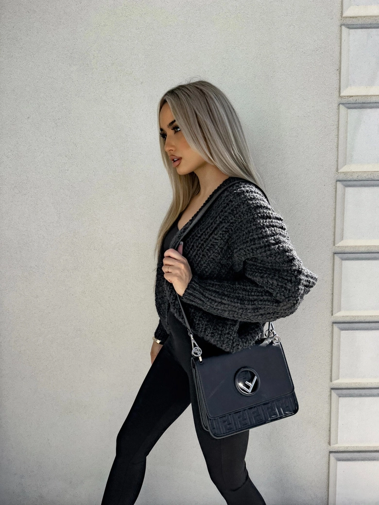 Sweter bomberka MERINO - grafitowy E17998