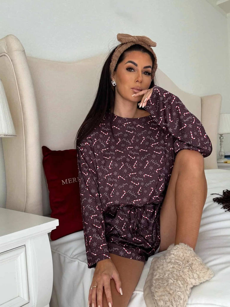 Piżamka CHRISTMAS czekoladowa