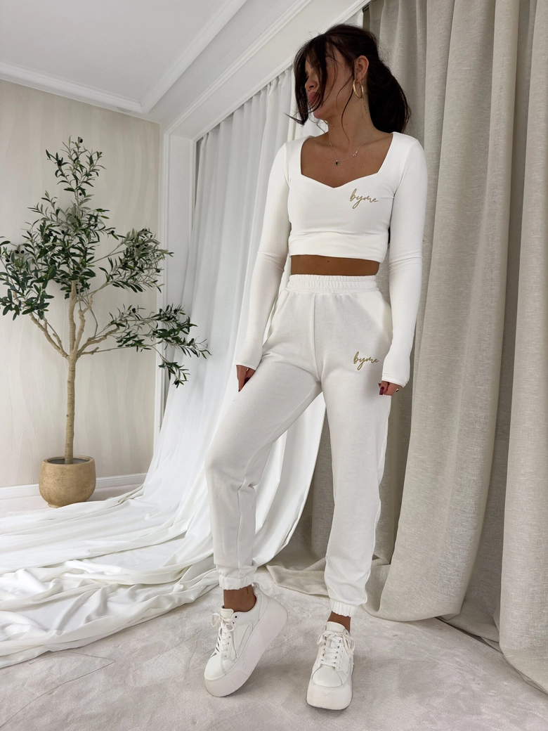 Spodnie dresowe LOGO - ecru