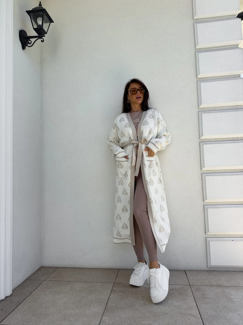 Kardigan płaszcz ANDREA – ecru