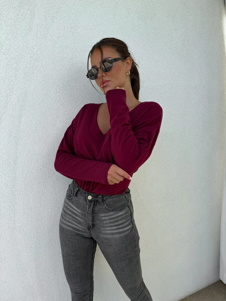 Sweter VOLCANO - bordo E16882