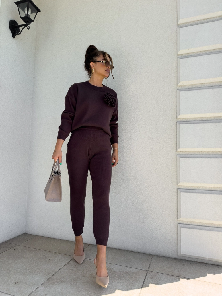 Komplet DELANI LONG – czekoladowy N18337