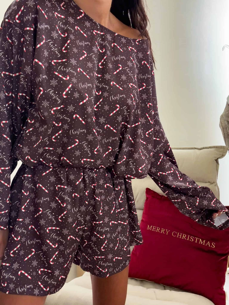 Piżamka CHRISTMAS czekoladowa