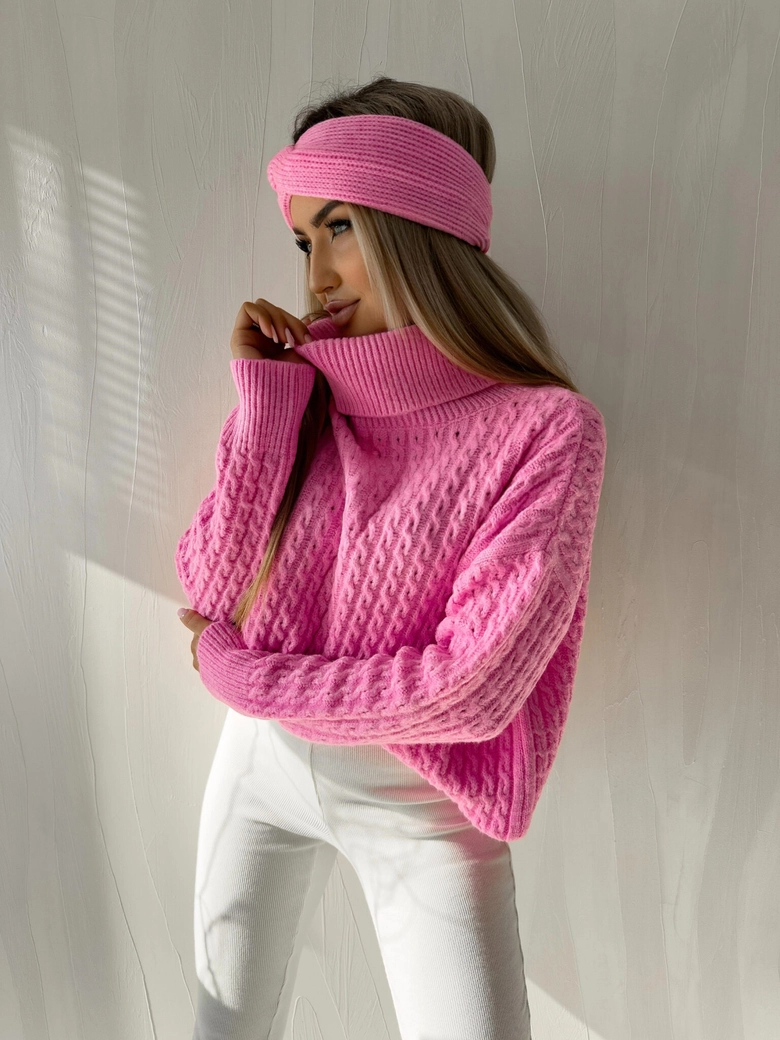 Sweter golf INKO - barbi róż E18282