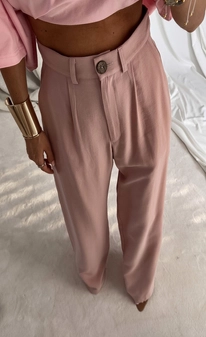 Spodnie SIMPLE wiskoza - brudny róż