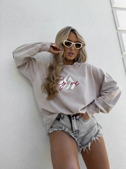 Dekatyzowana bluza MONETTE - jasny beż