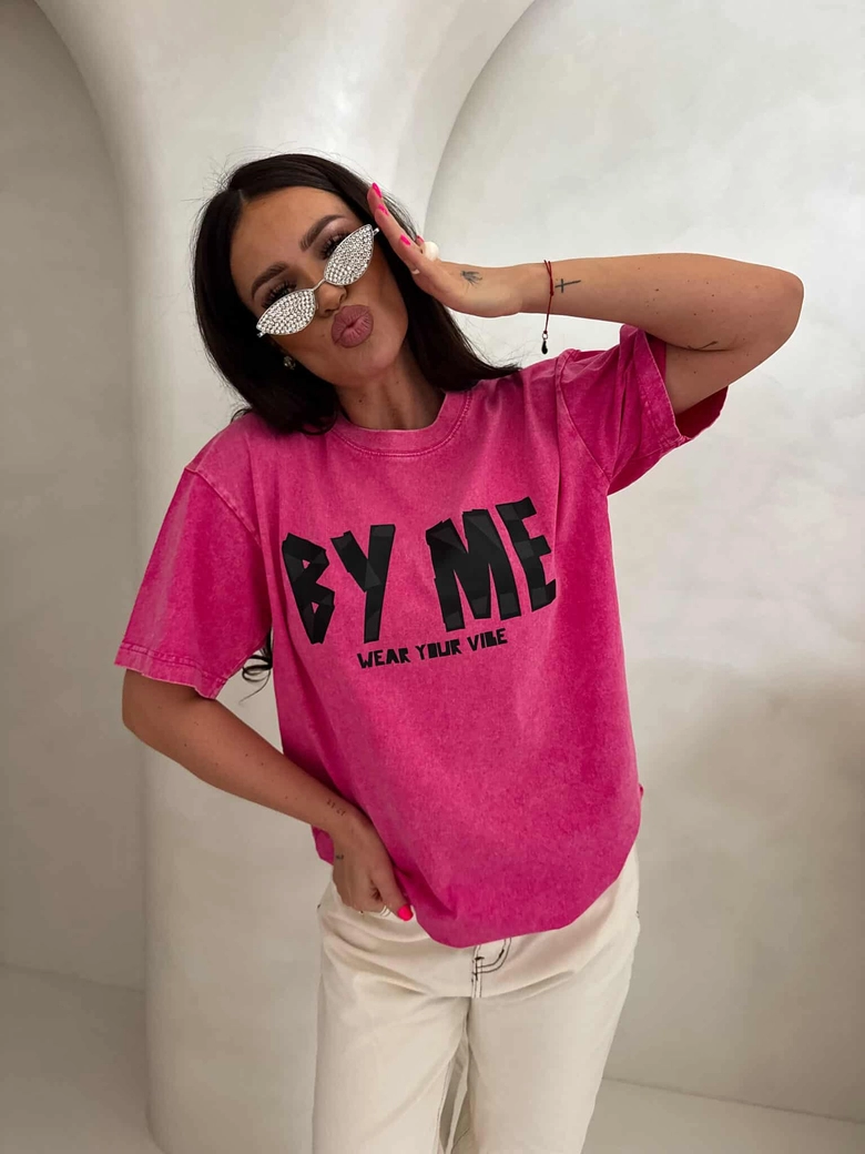 Dekatyzowany t-shirt BALEN - różowy