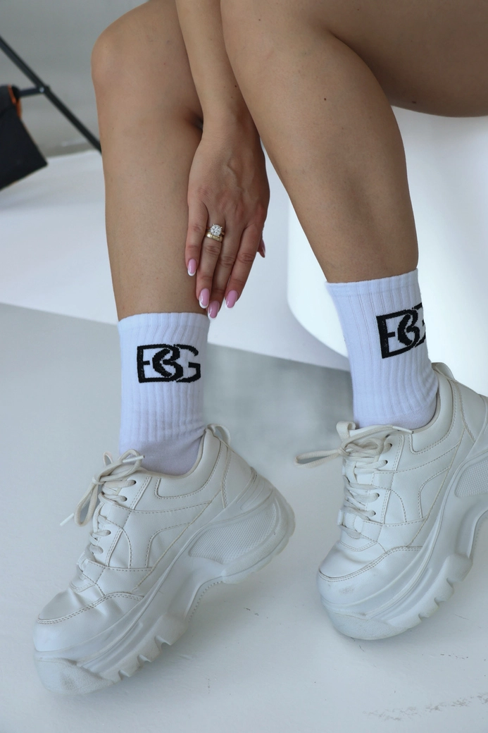 Skarpety BG Login | biały - czarny