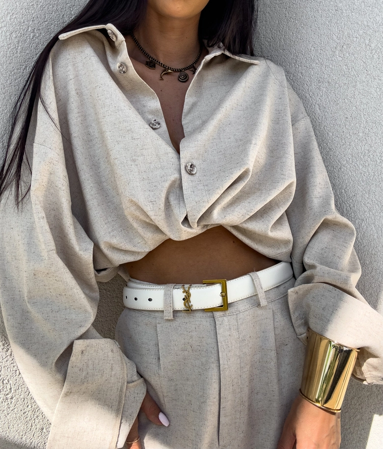 Koszula OVER SPRING natural – szaro-beż