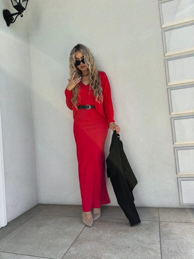 Sweter VOLCANO - czerwony E16888