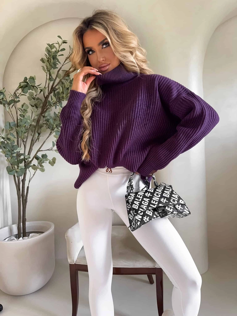 Sweter golf LAVER - śliwka