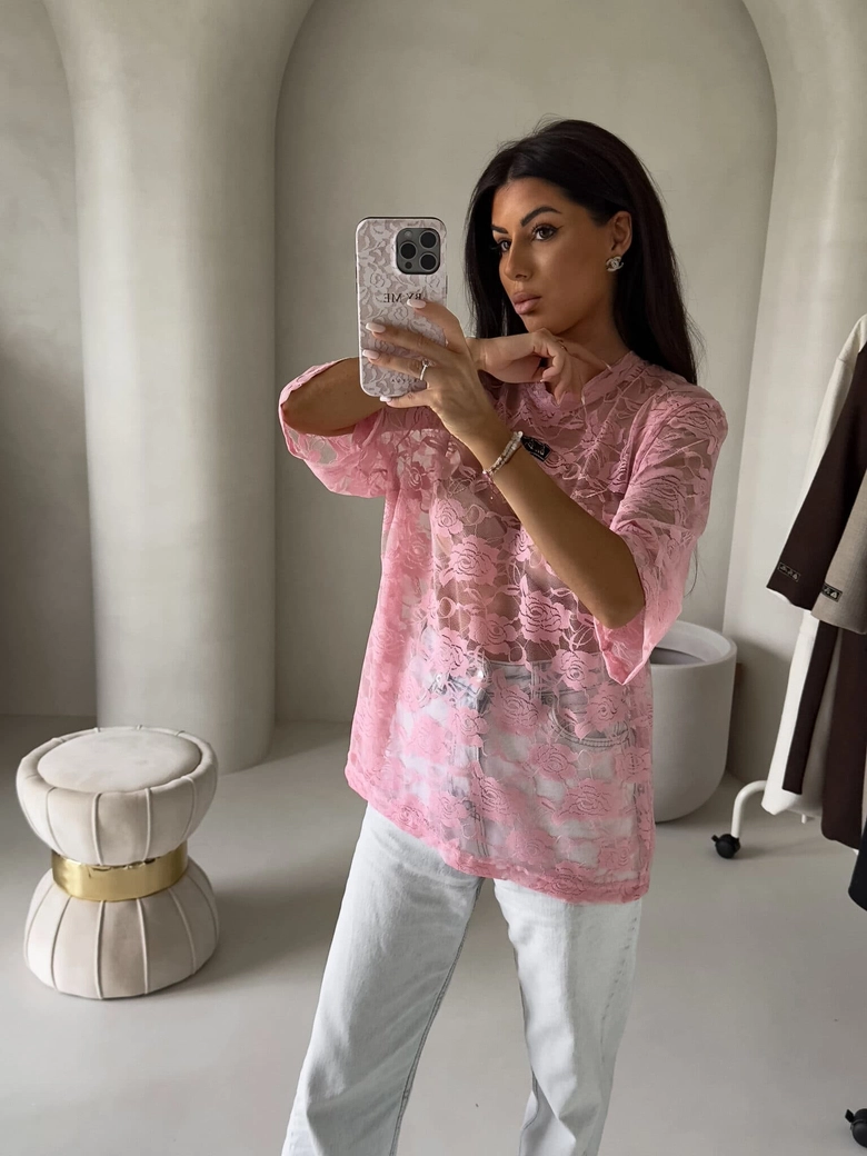 Bluzka MARMARIS II koronka new - pudrowy róż