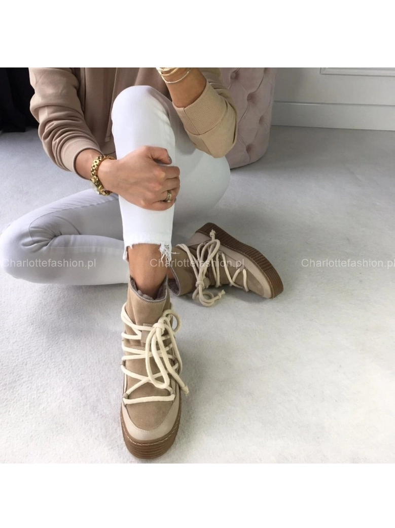 Śniegowce beżowe z wiązaniem I404