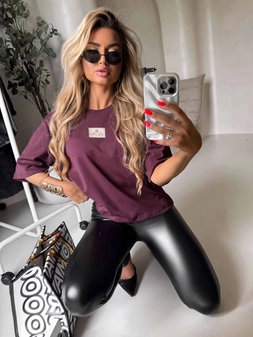 T-shirt COTTON - bordowy