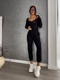 Spodnie dresowe PINK LOGO - czarne