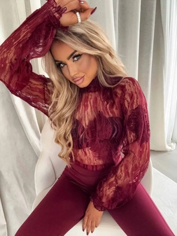 Bluzka FLORAL – bordowa