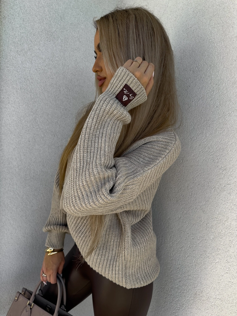 Sweter golf LAVER - beżowy DOSTĘPNY OD 18.10.2024r. E18023