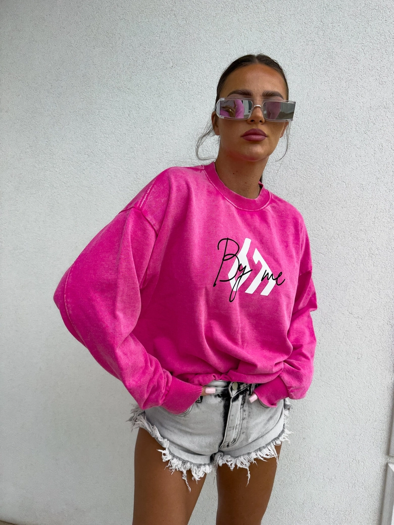 Dekatyzowana bluza MONETTE - różowa