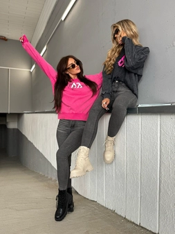 Dekatyzowana bluza MONETTE - czarna